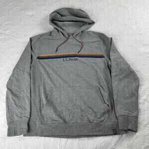 LL Bean Mens M Slightly Fitted Gray Rainbow Pride Hoodie Sweatshirt Outdoor